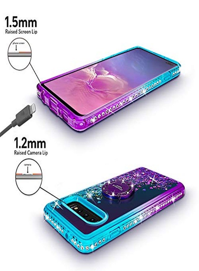 Silverback for Samsung Galaxy S10 Plus Case, Moving Liquid Holographic Glitter Case with Ring Stand, Girls Women Bling Diamond Slim Protective Case for Galaxy S10 - Purple - Image 4